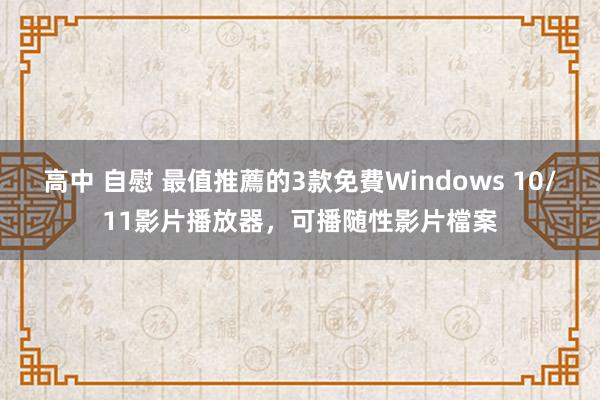 高中 自慰 最值推薦的3款免費Windows 10/11影片播放器，可播随性影片檔案