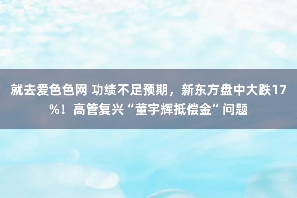 就去爱色色网 功绩不足预期，新东方盘中大跌17%！高管复兴“董宇辉抵偿金”问题